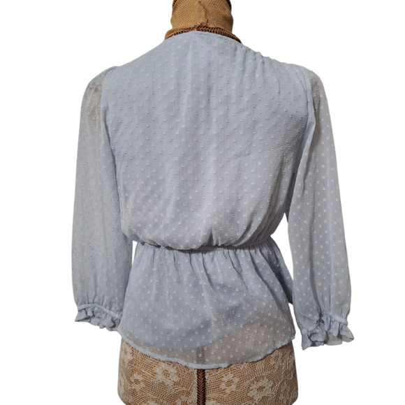 Baby Blue Swiss Dot Princess Top with Bow size M - Picture 4 of 6